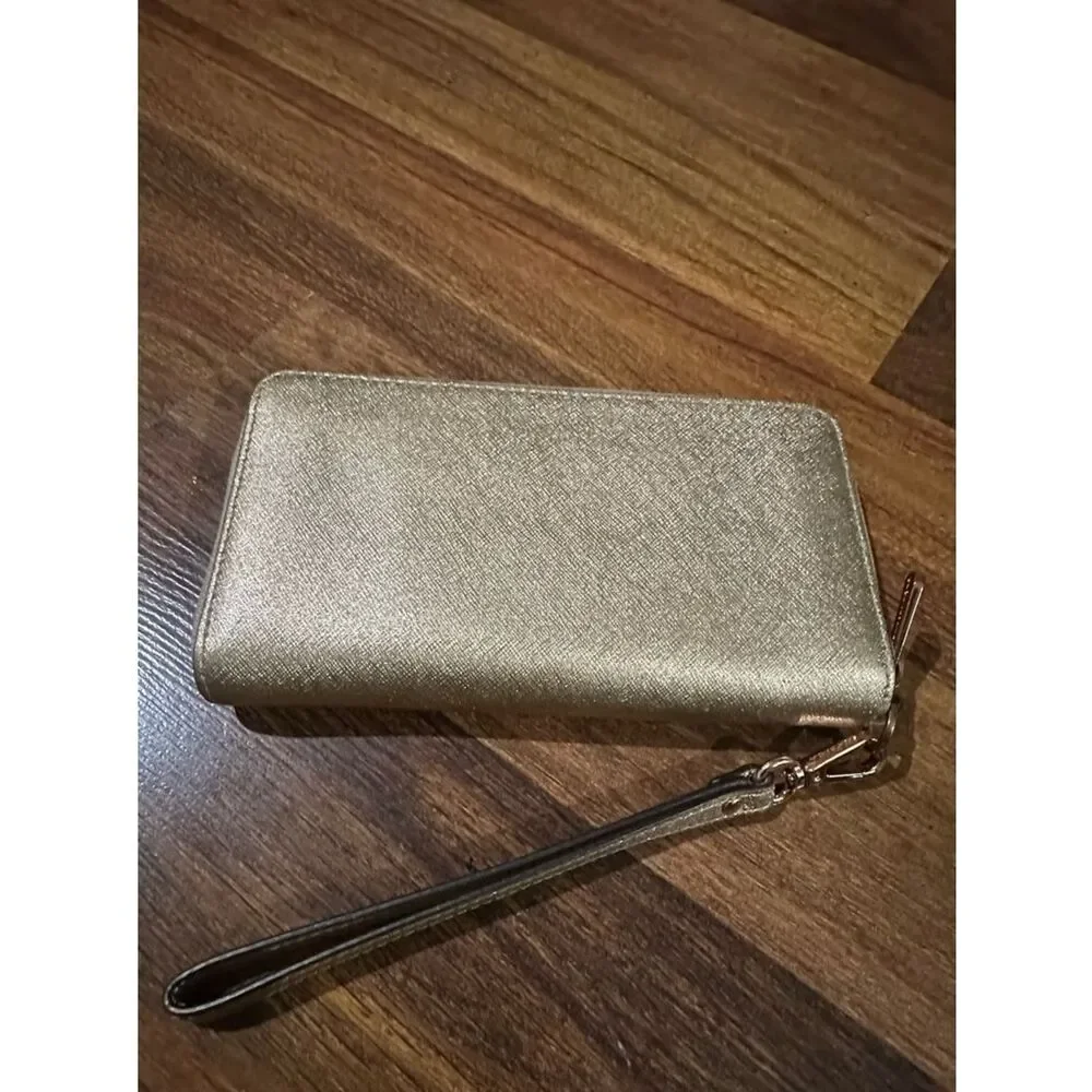 Michael Kors Metallic Gold Zip-Around Wristlet